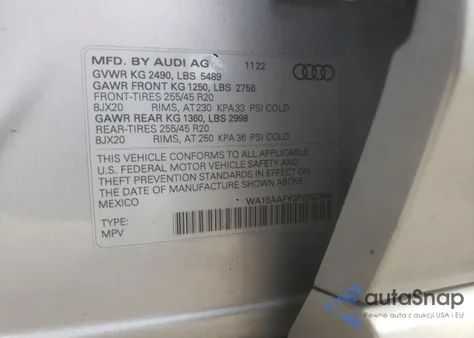 2023 Audi Q5 Sportback Prm Pls 45 from USA, damaged, VIN WA15AAFY2P2062644